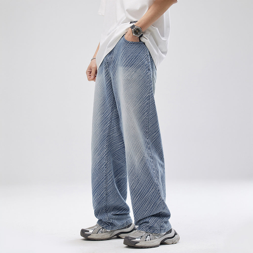 STRIPE - BAGGY DENIM JEANS