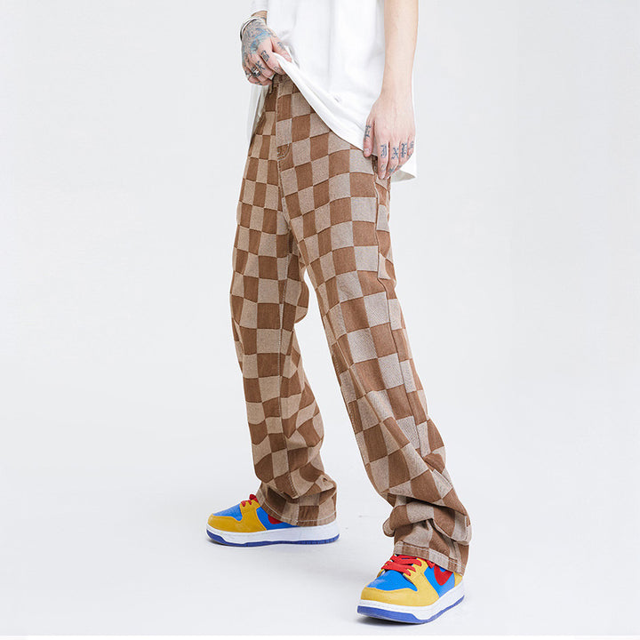 CHECKMATE - RELAXED CHECKERED JEANS