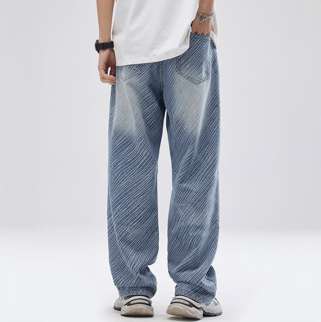 STRIPE - BAGGY DENIM JEANS