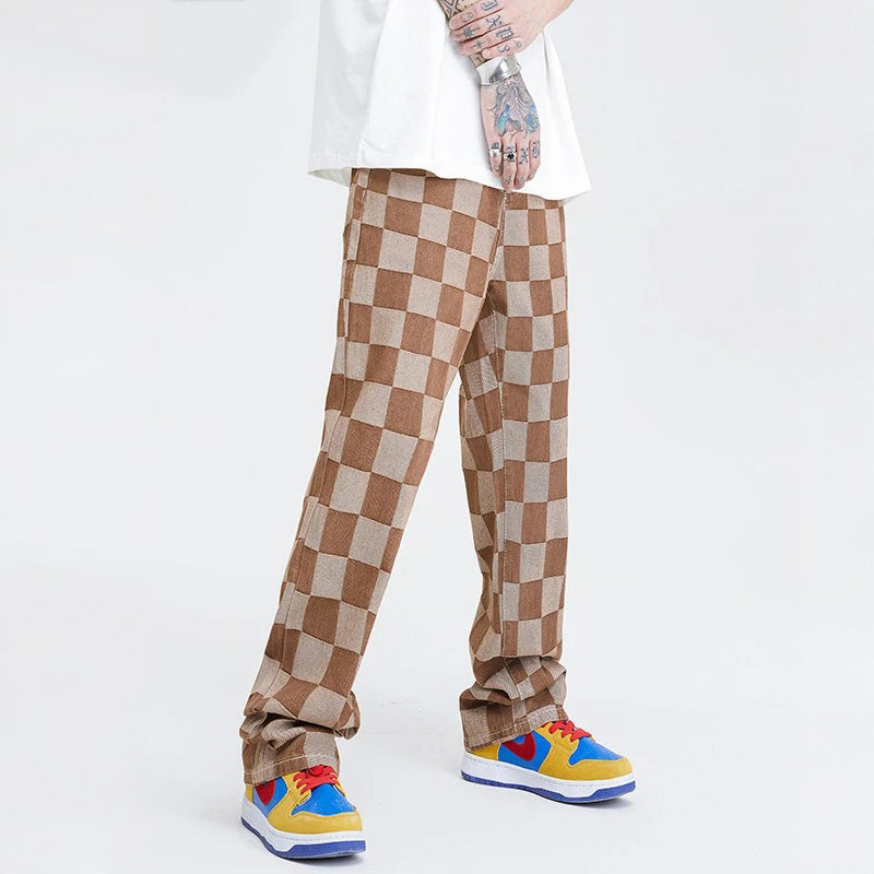 CHECKMATE - RELAXED CHECKERED JEANS