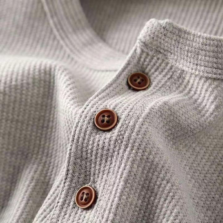 HUDSON - WAFFLE-KNIT HENLEY SWEATER