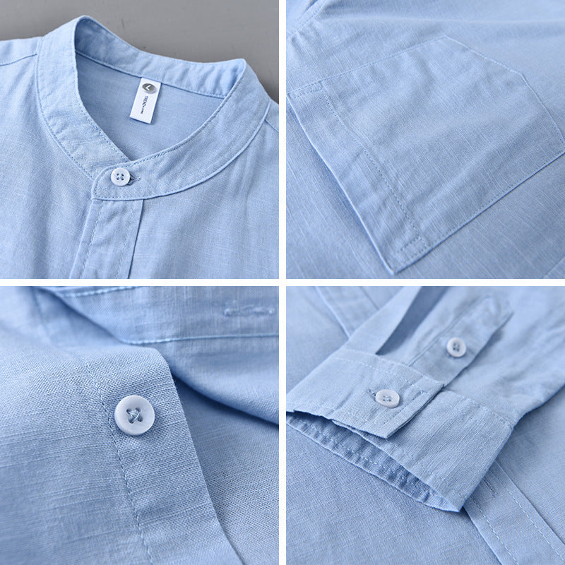 MALIBU - MANDARIN COLLAR LINEN SHIRT