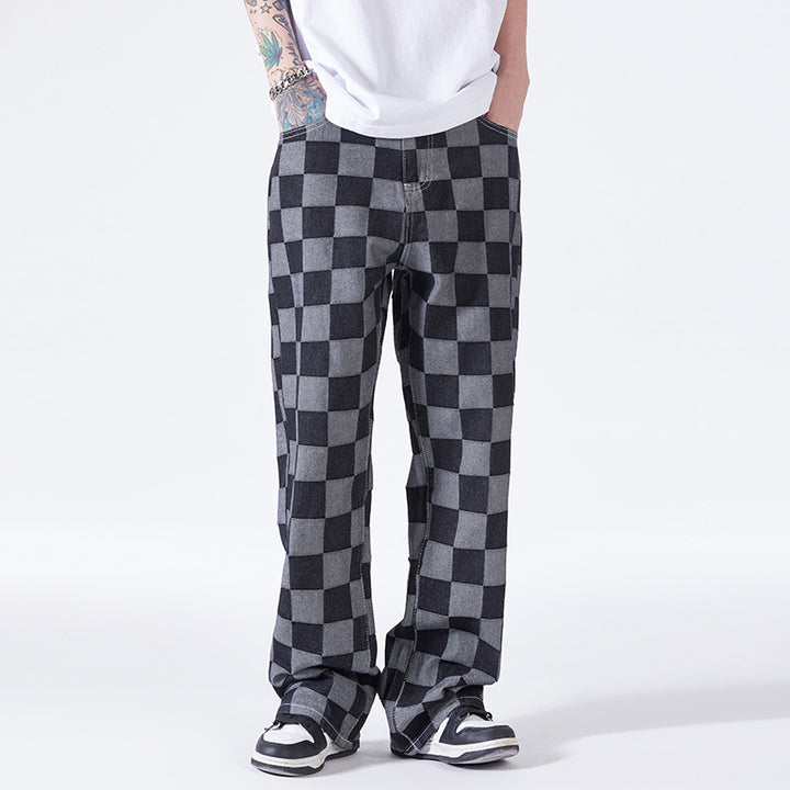 CHECKMATE - RELAXED CHECKERED JEANS