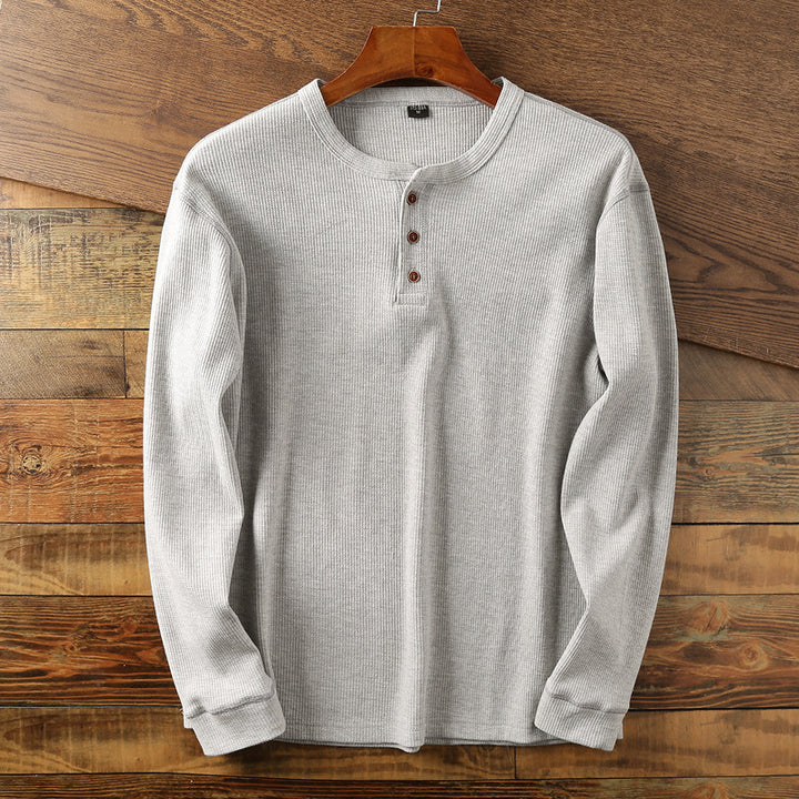 HUDSON - WAFFLE-KNIT HENLEY SWEATER