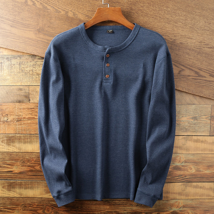 HUDSON - WAFFLE-KNIT HENLEY SWEATER