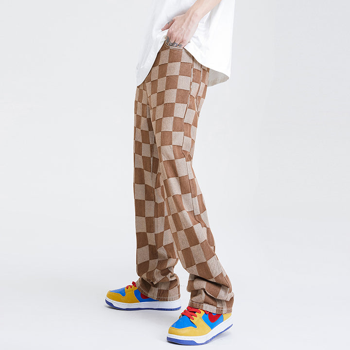 CHECKMATE - RELAXED CHECKERED JEANS