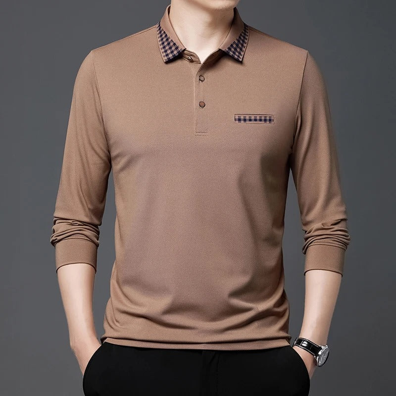 Checkered Charm Long Sleeve Polo