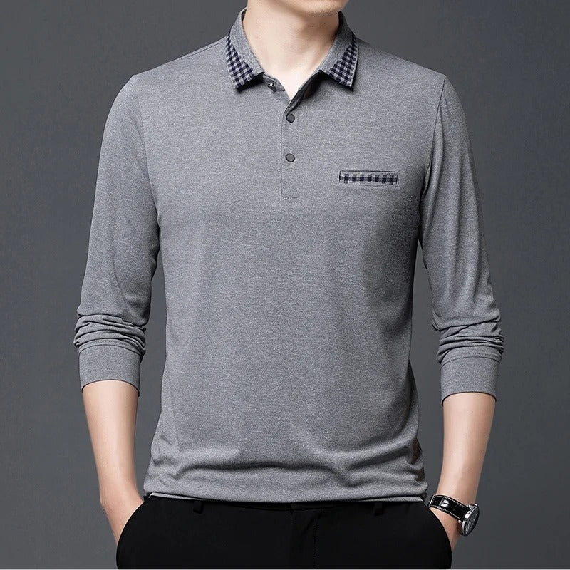 Checkered Charm Long Sleeve Polo