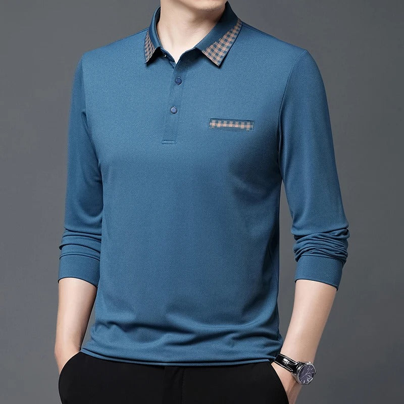 Checkered Charm Long Sleeve Polo