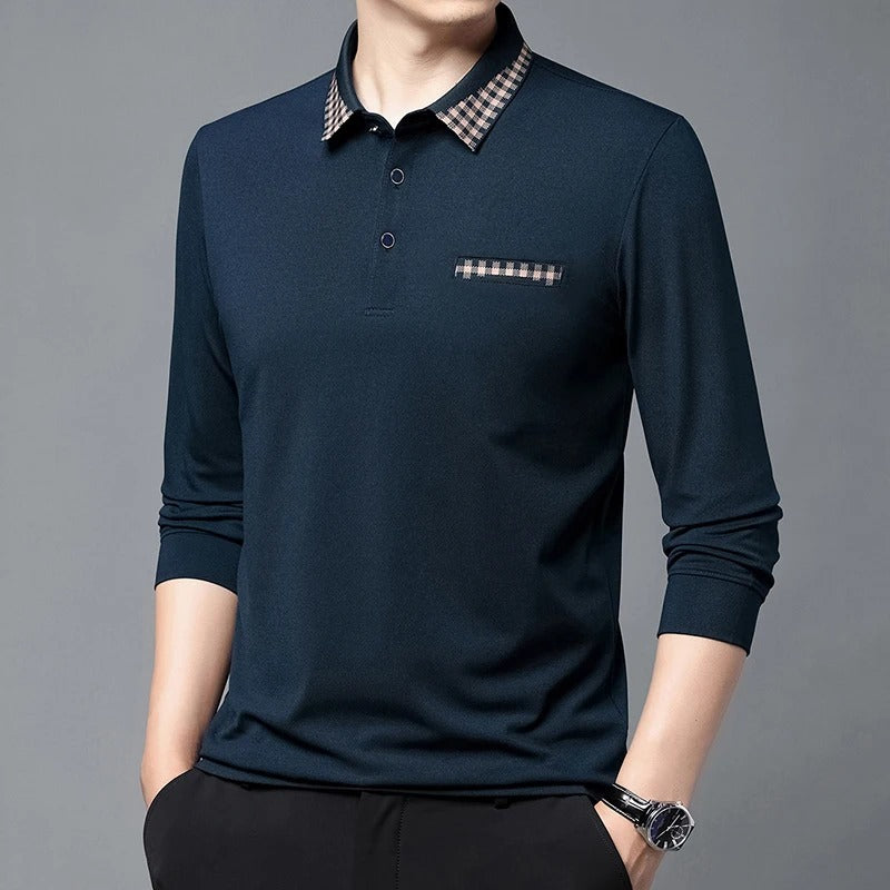 Checkered Charm Long Sleeve Polo