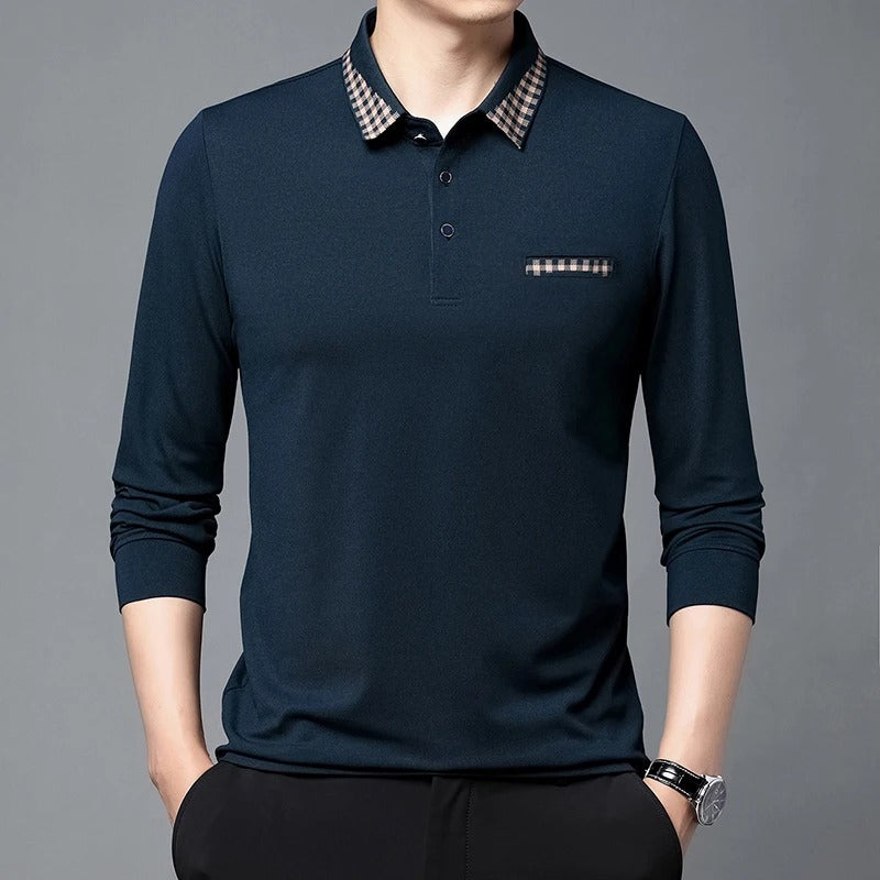 Checkered Charm Long Sleeve Polo