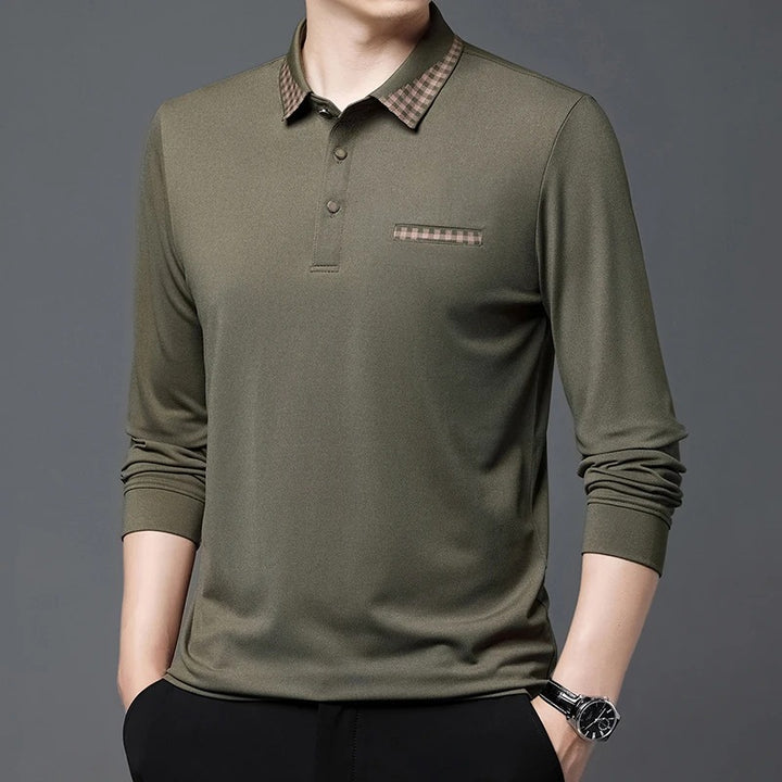 Checkered Charm Long Sleeve Polo