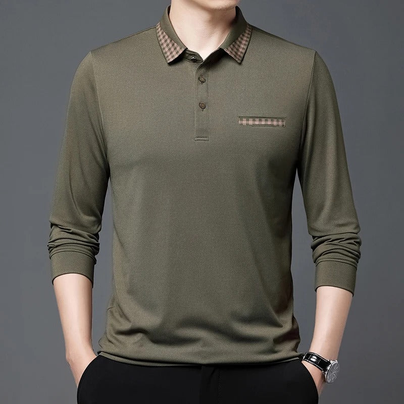 Checkered Charm Long Sleeve Polo