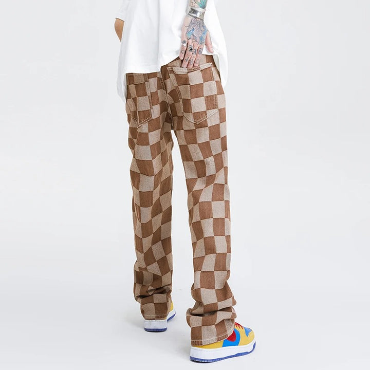 CHECKMATE - RELAXED CHECKERED JEANS