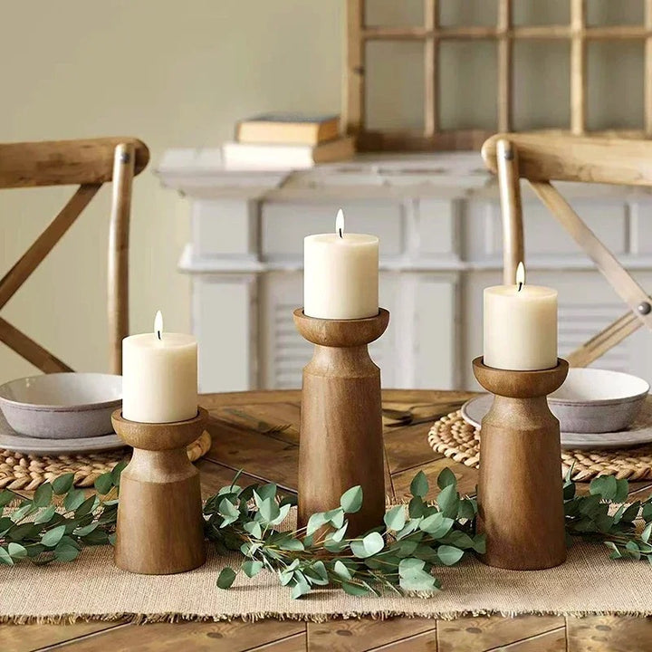 OAKMONT - WOODEN CANDLE HOLDER SET