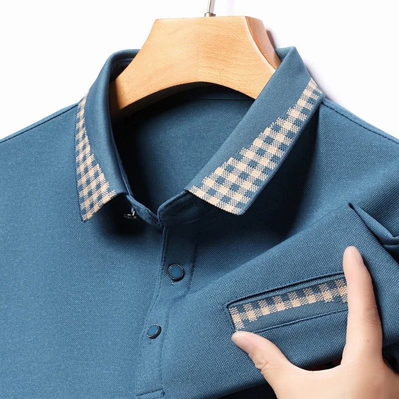 Checkered Charm Long Sleeve Polo