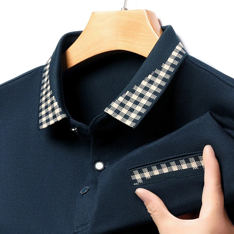 Checkered Charm Long Sleeve Polo